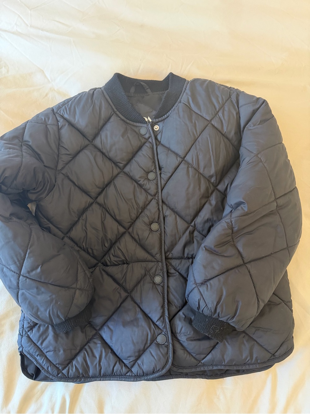 Zara Quilted Bomber Jacket in Black